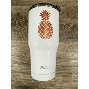 Swig Life White Shimmer Pineapple Insulated Tumbler 30oz Rose Gold Travel Mug